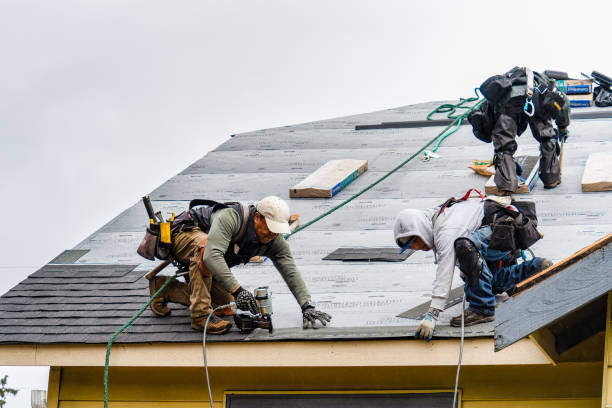 Professional Roof Installation technician working in North Marshfield, MA